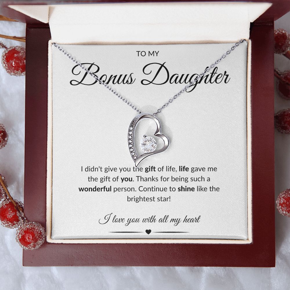 To My Bonus Daughter | Forever Love Heart Necklace