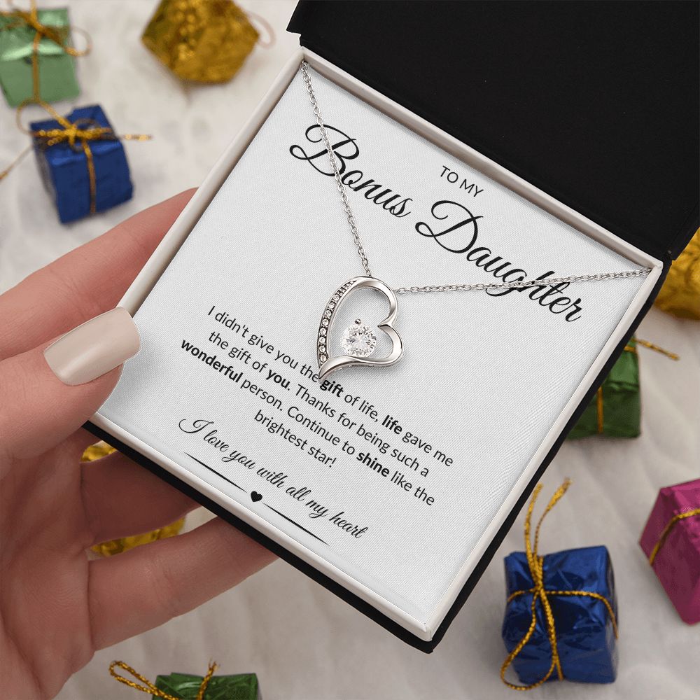 To My Bonus Daughter | Forever Love Heart Necklace