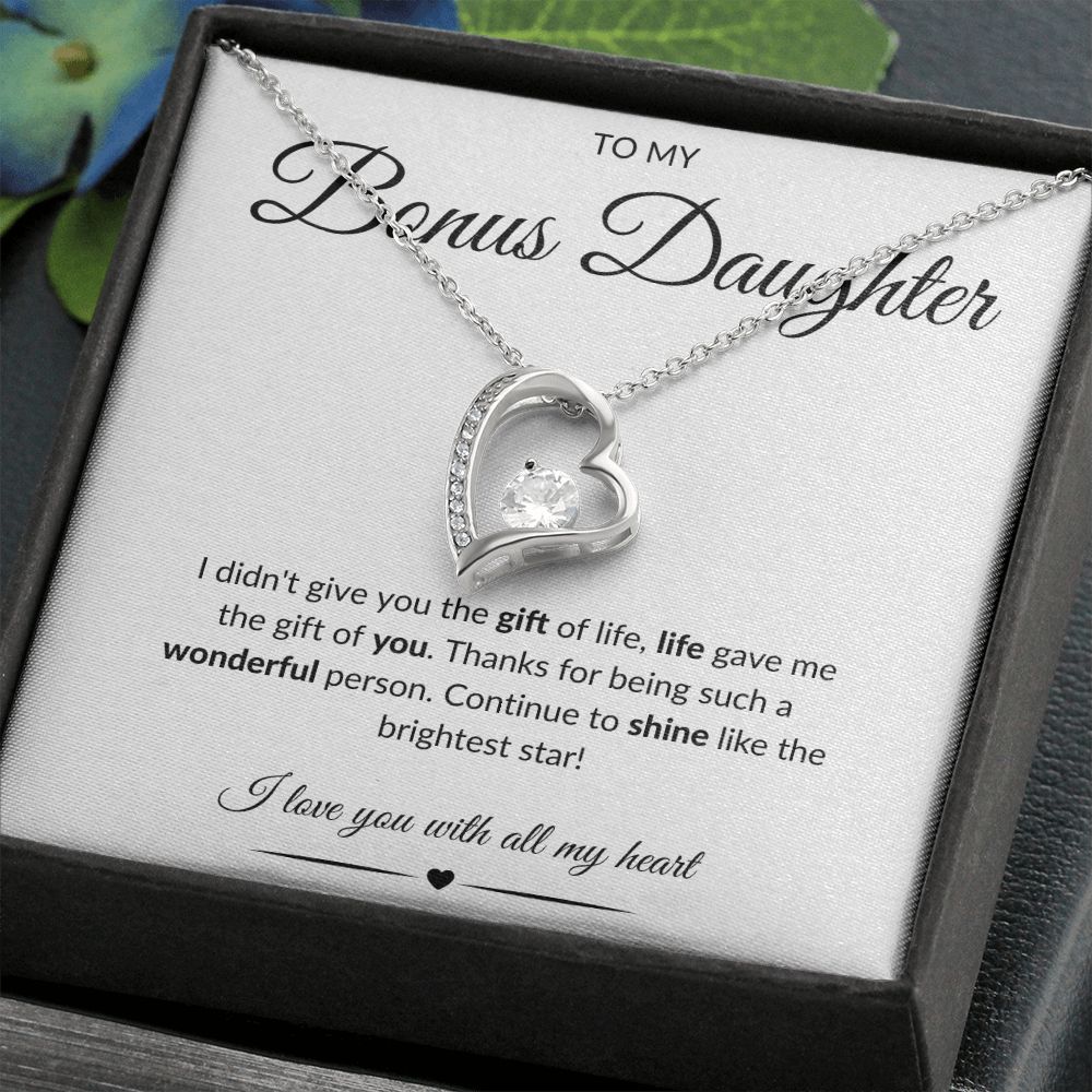 To My Bonus Daughter | Forever Love Heart Necklace