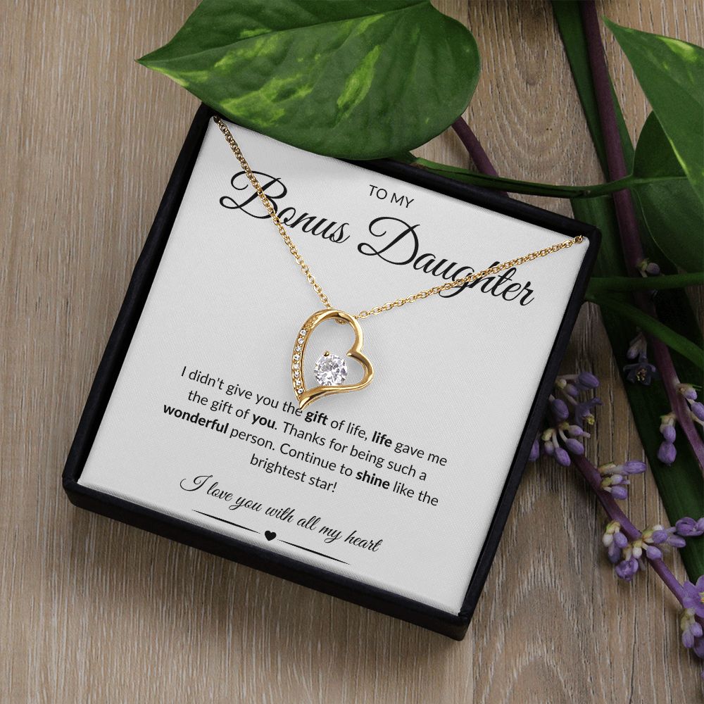 To My Bonus Daughter | Forever Love Heart Necklace