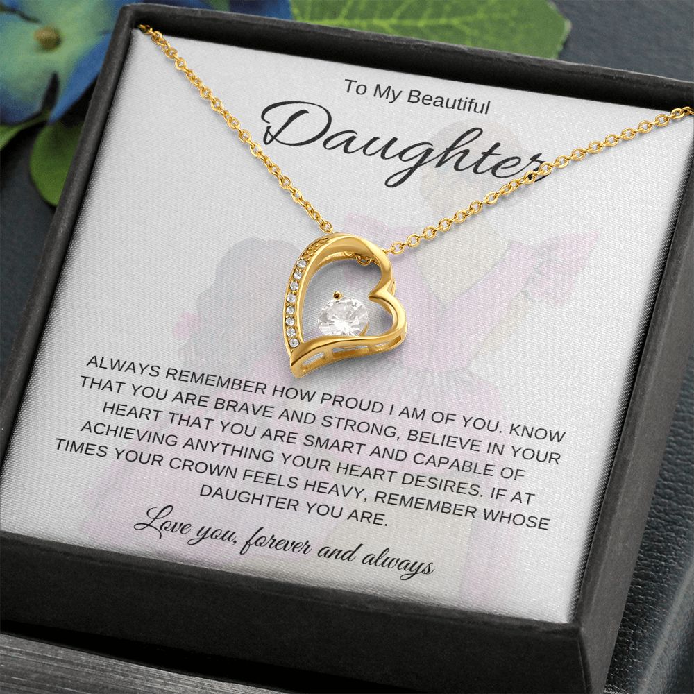 To My Beautiful Daughter | Forever Love Heart Necklace