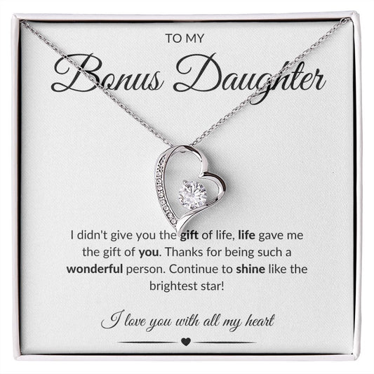 To My Bonus Daughter | Forever Love Heart Necklace