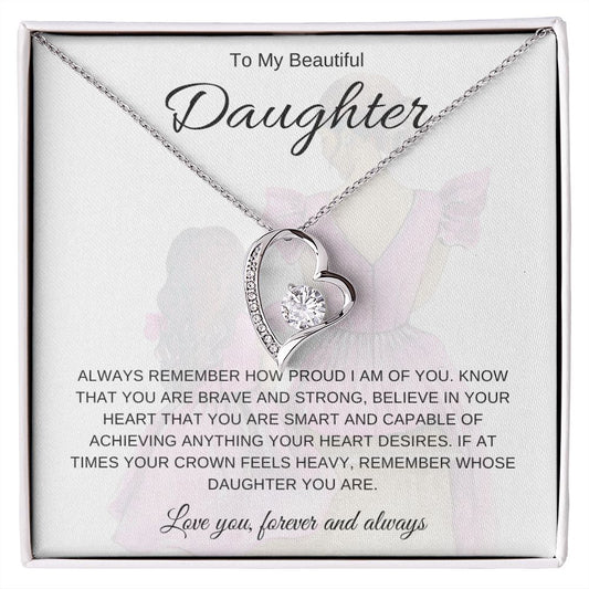 To My Beautiful Daughter | Forever Love Heart Necklace